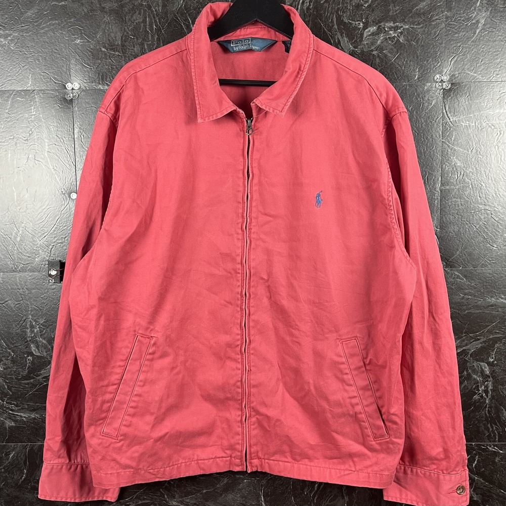 Polo Ralph Lauren Men's Pink Vtg Cotton Bi Harrington Jacket 2XL